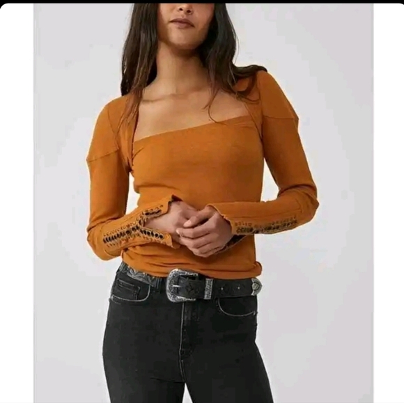 NWOT Free People Amber  Little Unruly Waffle Knit Long Sleeve Size XS - Picture 2 of 9